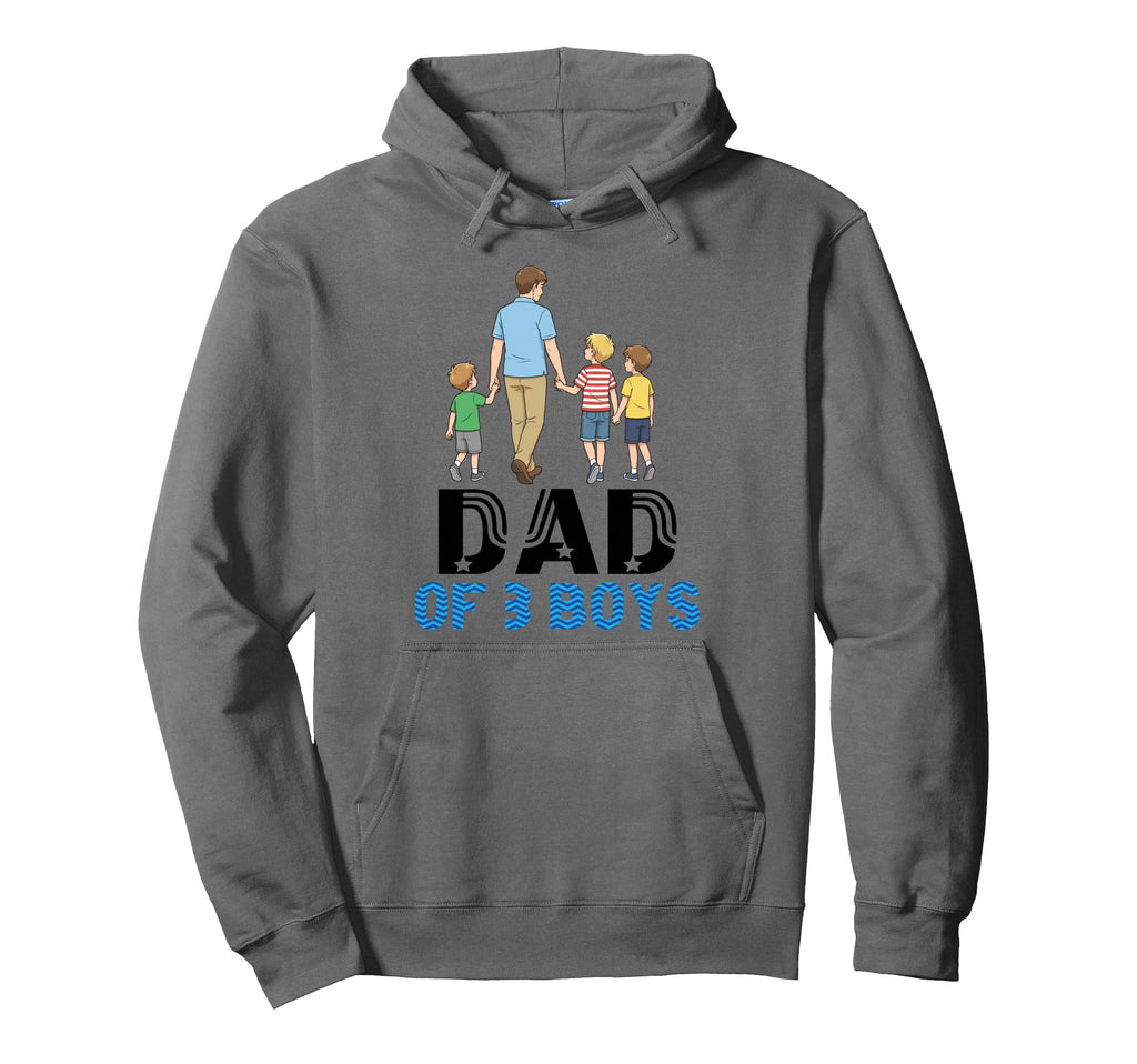 Dad Three Father And Sons Walking Hoodie - Graphic Print Men Women - T-Shirt, Sweatshirt, Hoodie