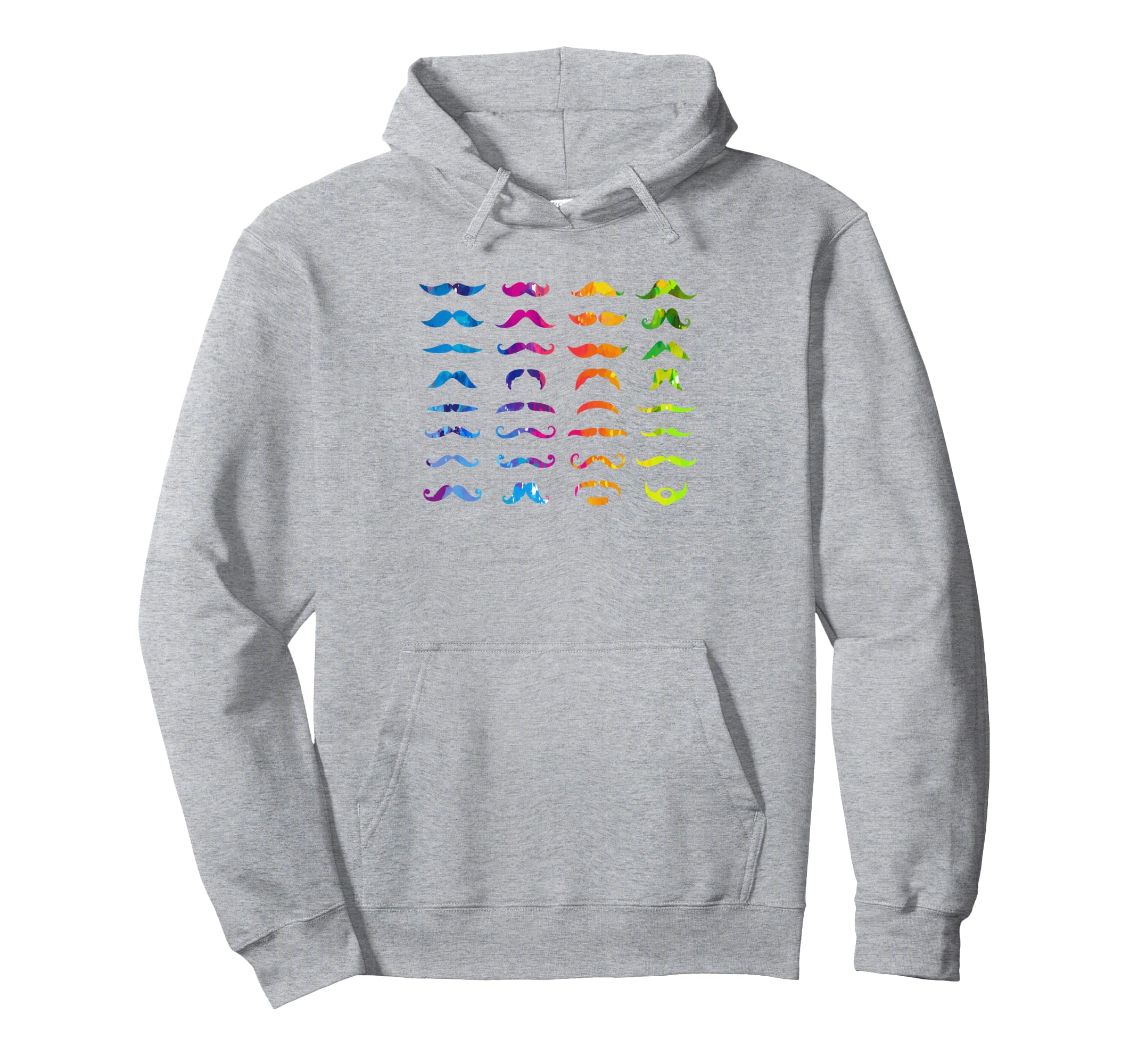 Colorful Mustache Beards Bearded Mustache Hoodie - Trendy Graphic Unisex - T-Shirt, Sweatshirt, Hoodie