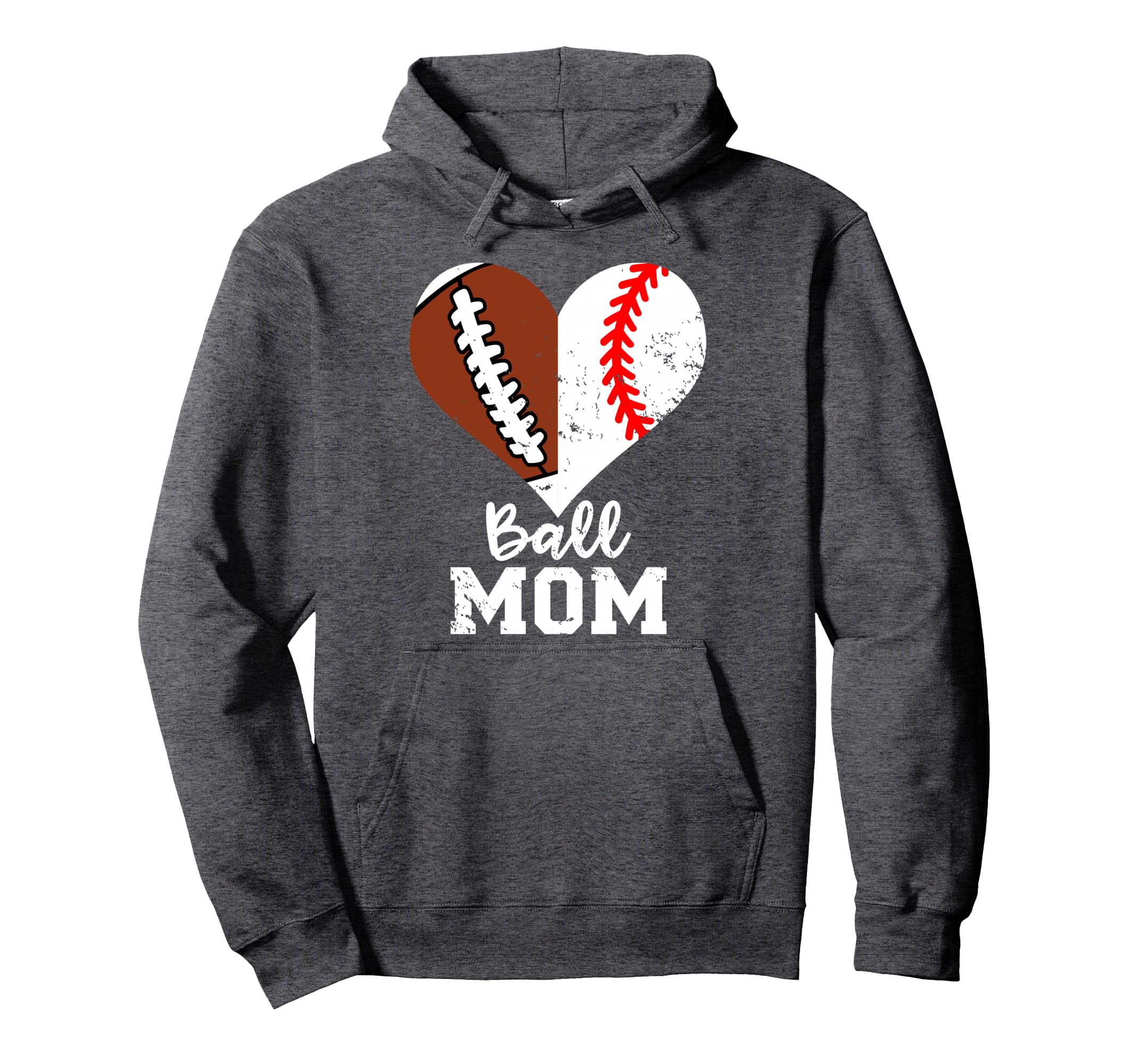 Ball Mom Heart Funny Football Baseball Hoodie - Custom Art Print Unisex - T-Shirt, Sweatshirt, Hoodie