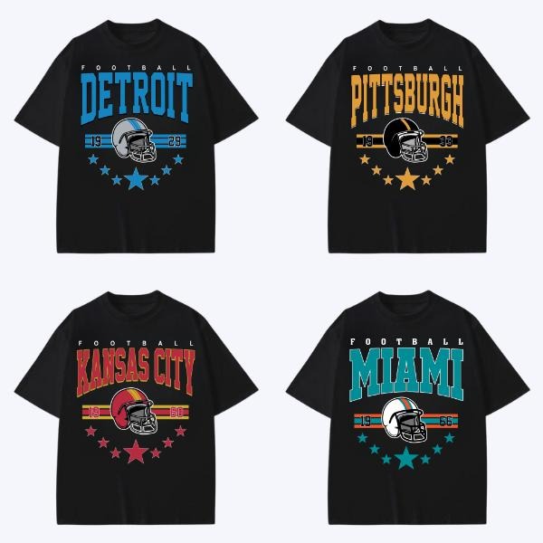 90s All Team Football Black Vintage 1960 Cowboy Game - Adult & Kids T-Shirts, Sweatshirts & Hoodies apparel design preview 1