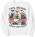 Cats Because People Creepy Halloween Hoodie - Custom Art Print for Adults - T-Shirt, Sweatshirt, Hoodie