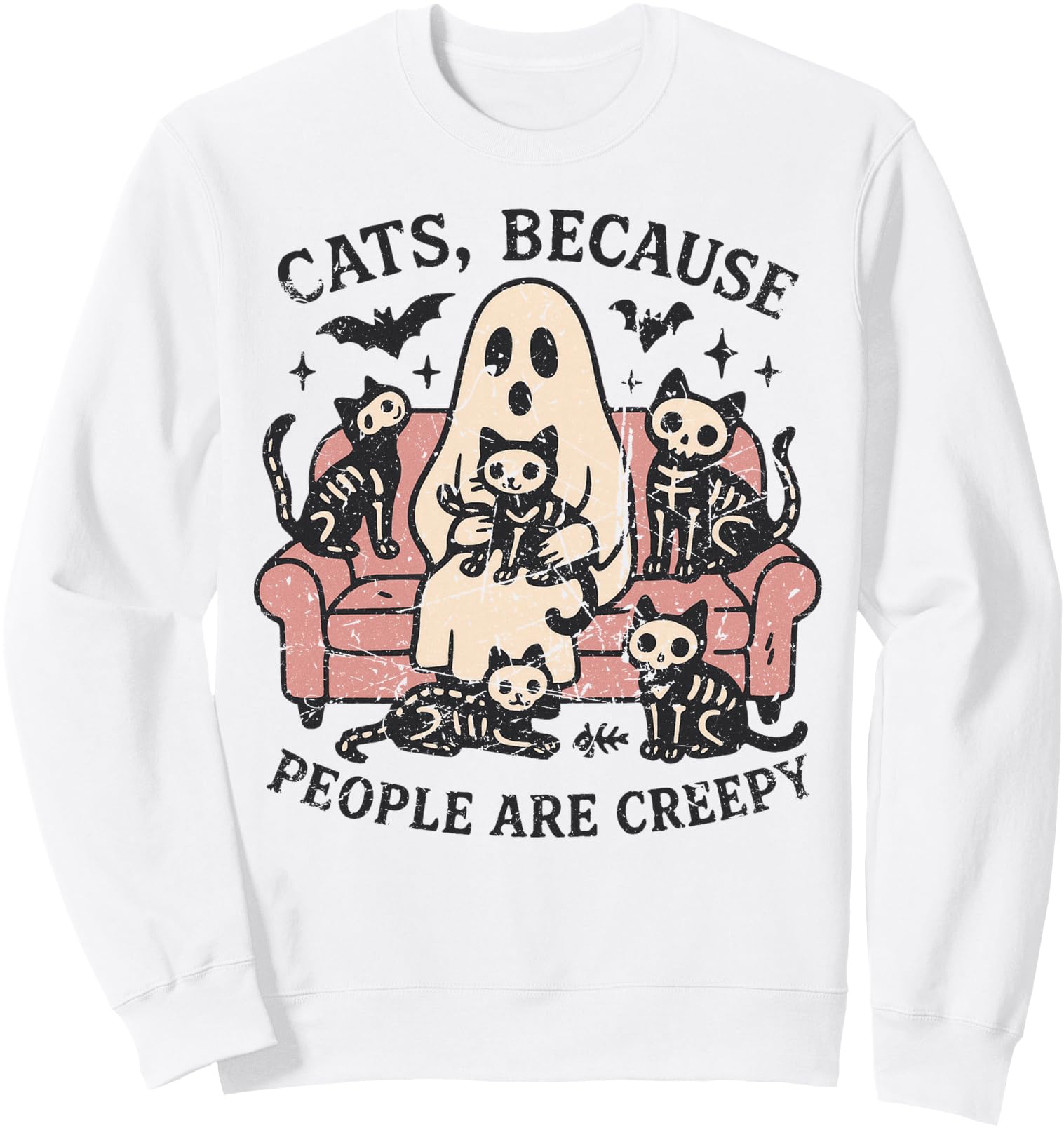 Cats Because People Creepy Halloween Hoodie - Custom Art Print for Adults - T-Shirt, Sweatshirt, Hoodie