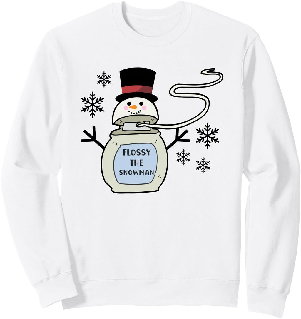 Handcrafted Flossy Snowman Dental Sweatshirt - Casual Everyday Wear Unisex - T-Shirt, Sweatshirt, Hoodie