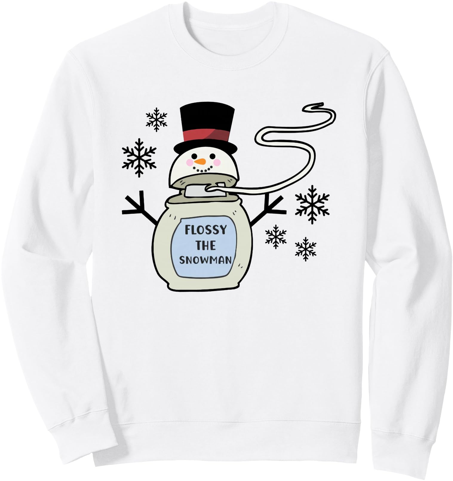 Handcrafted Flossy Snowman Dental Sweatshirt - Casual Everyday Wear Unisex - T-Shirt, Sweatshirt, Hoodie