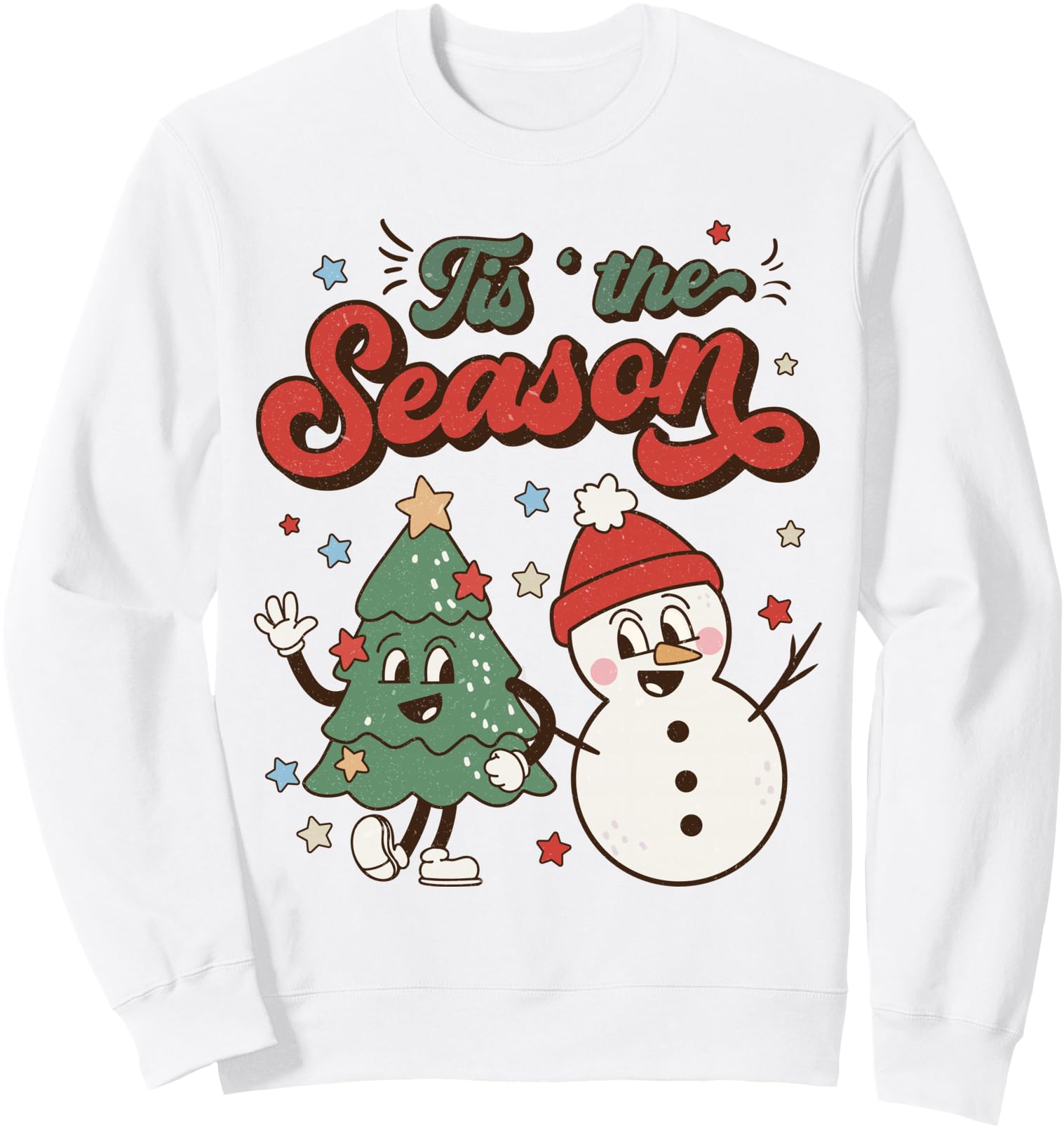 Handcrafted Tis Season Tree Snowman T-Shirt - Fun Novelty Design Unisex - T-Shirt, Sweatshirt, Hoodie