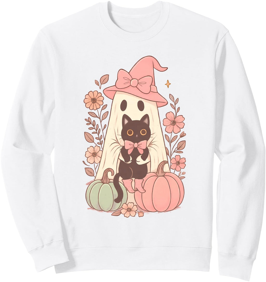 Authentic Ghost Holding Cat Coquette T-Shirt - Graphic Print Men Women - T-Shirt, Sweatshirt, Hoodie