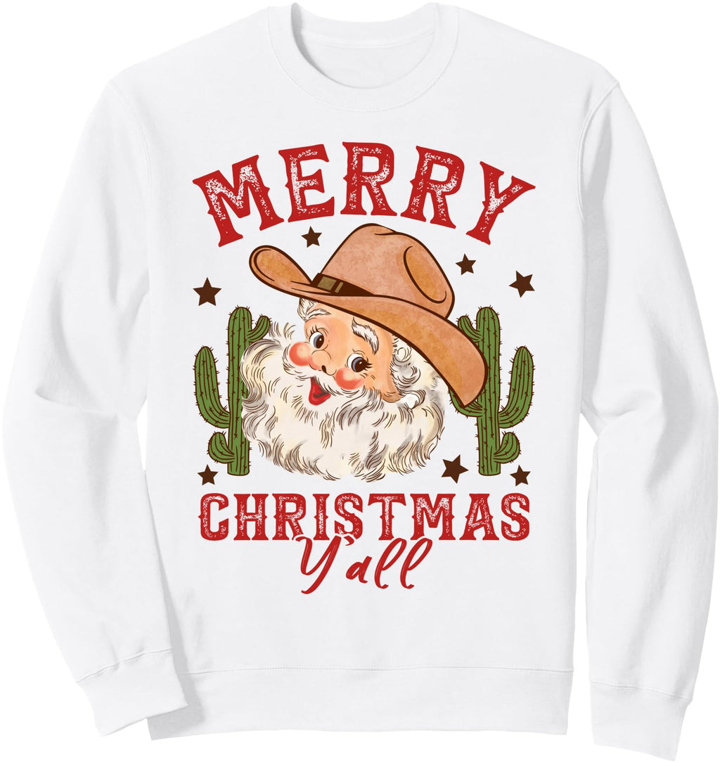 Merry Yall Western Cowboy Santa Claus Rare Hoodie - Custom Art Print Unisex - T-Shirt, Sweatshirt, Hoodie