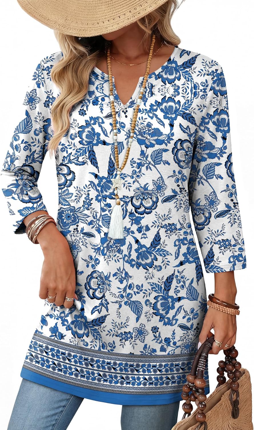 Summer Boho Tops For Women 3/4 Length Sleeve Womens - Adult & Kids T-Shirts, Sweatshirts & Hoodies apparel design preview 1