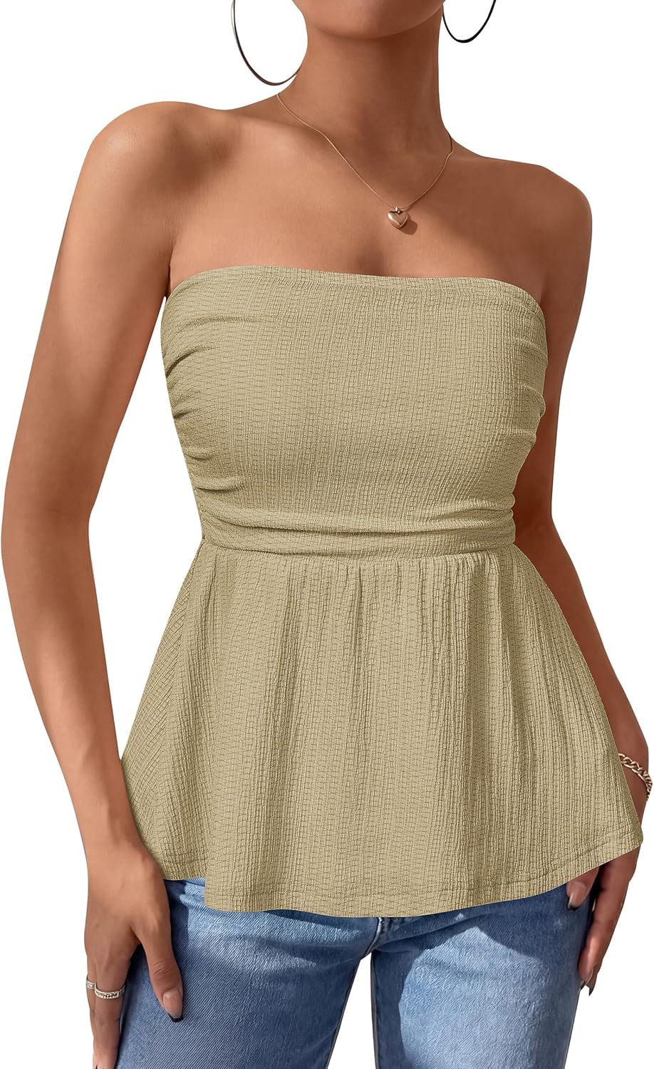 Womens Tube Tops Trendy 2026 Summer Casual Ruffle Hem - Adult & Kids T-Shirts, Sweatshirts & Hoodies apparel design preview 1