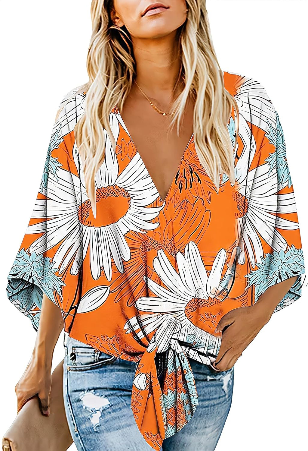 Women's Casual Floral Blouse Batwing Sleeve Loose - Adult & Kids T-Shirts, Sweatshirts & Hoodies apparel design preview 1