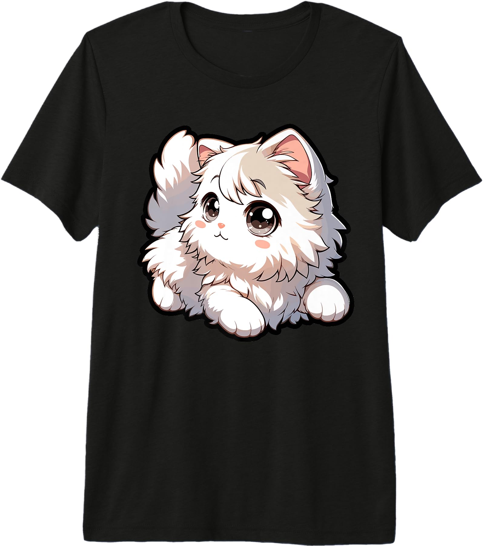 Authentic White Kitten Angora Kawaii Hoodie - Fun Novelty Design Unisex - T-Shirt, Sweatshirt, Hoodie
