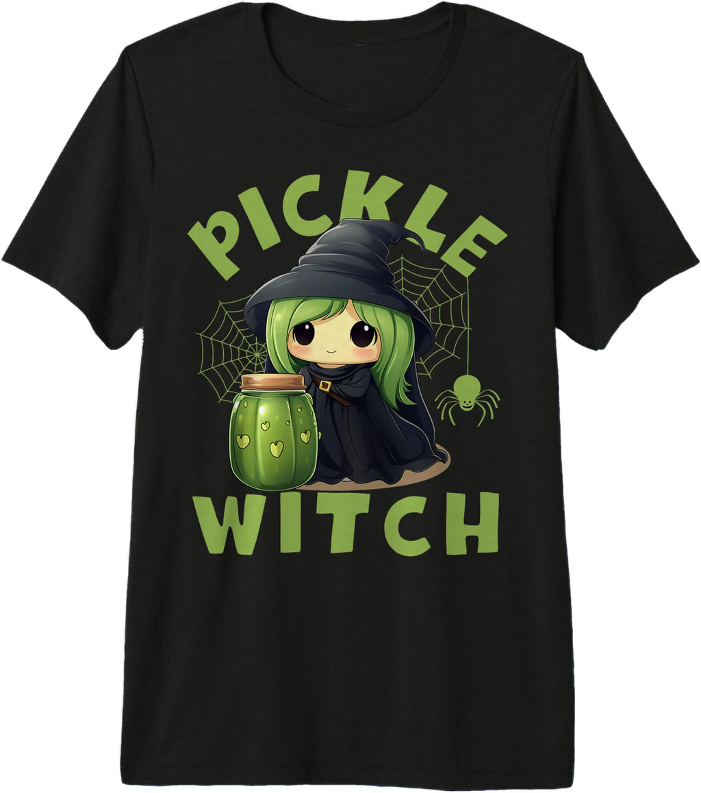Authentic Pickle Witch Halloween Chibi T-Shirt - Graphic Print Unisex - T-Shirt, Sweatshirt, Hoodie