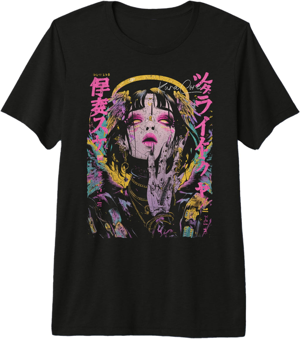 Japanese Streetwear Cyberpunk Angel T-Shirt - Minimalist Print for Adults - T-Shirt, Sweatshirt, Hoodie
