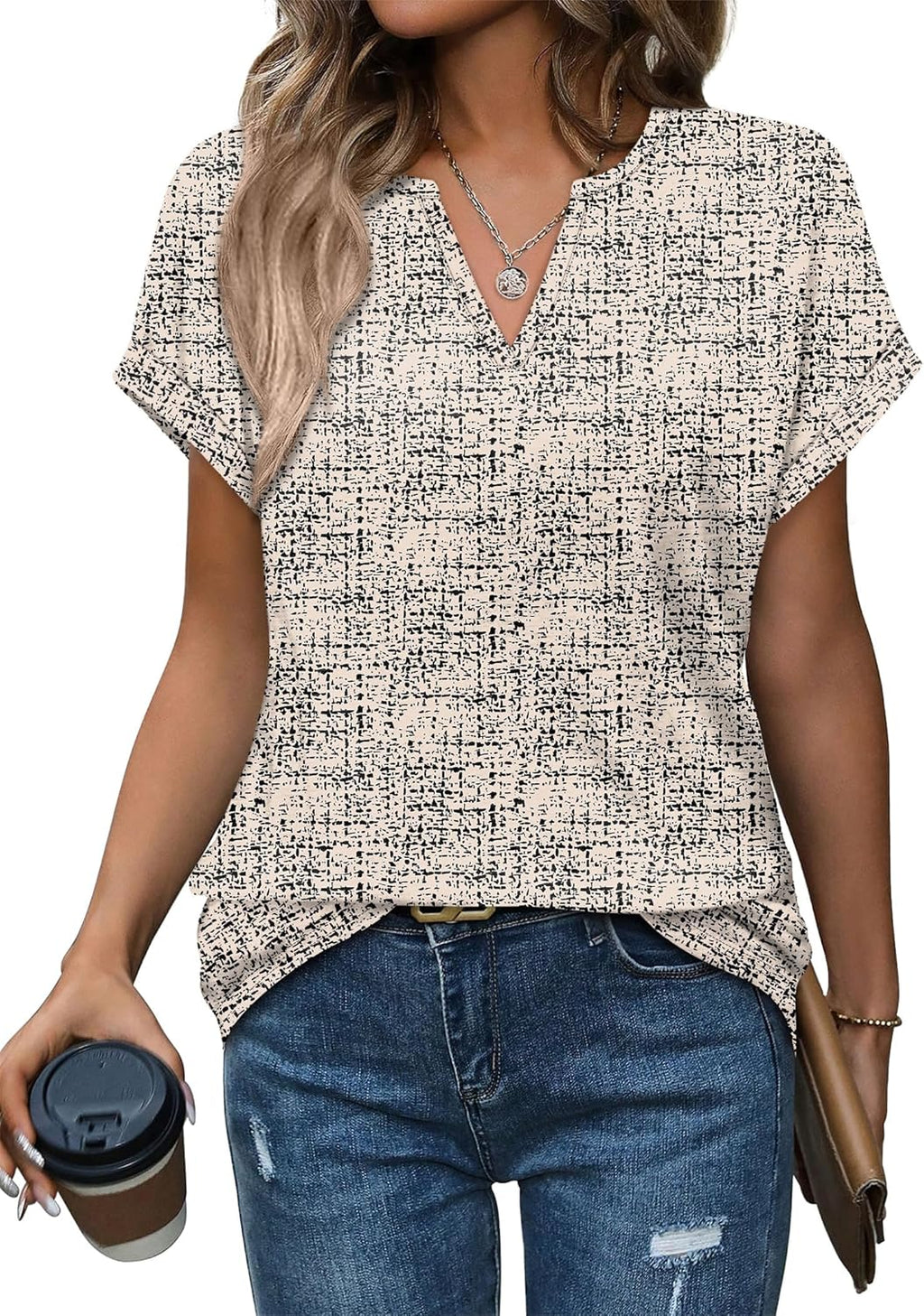 Womens Tops Dressy Casual V Neck Rolled Sleeve - Adult & Kids T-Shirts, Sweatshirts & Hoodies apparel design preview 1