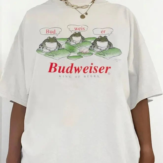 95' Beer Frogs Bud Weis Er Frog King Lover 90s - Adult & Kids T-Shirts, Sweatshirts & Hoodies apparel design preview 1