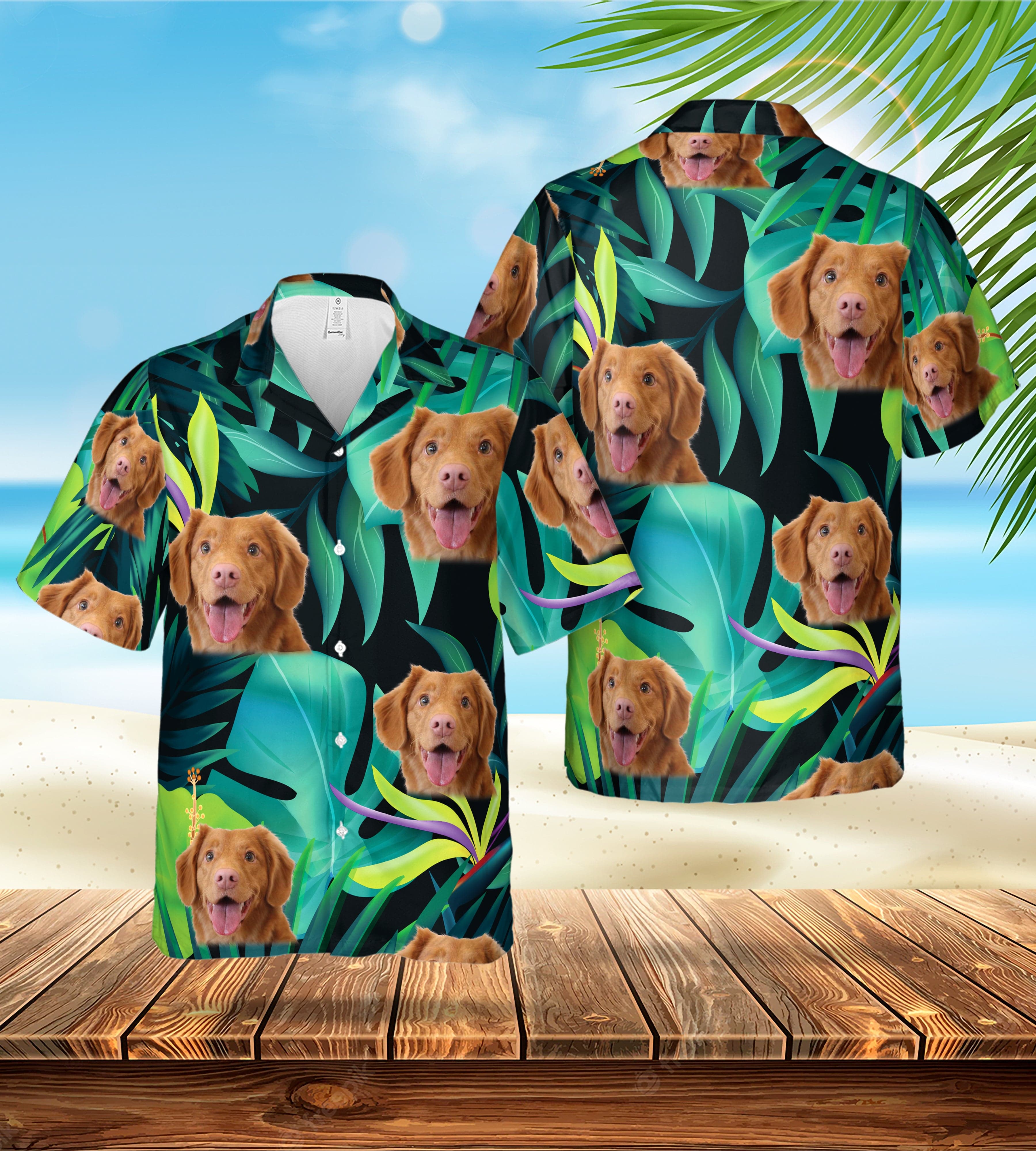 Custom Hawaiian (Verdant Green: 1-4 Pets) - Adult & Kids T-Shirts, Sweatshirts & Hoodies apparel design preview 1