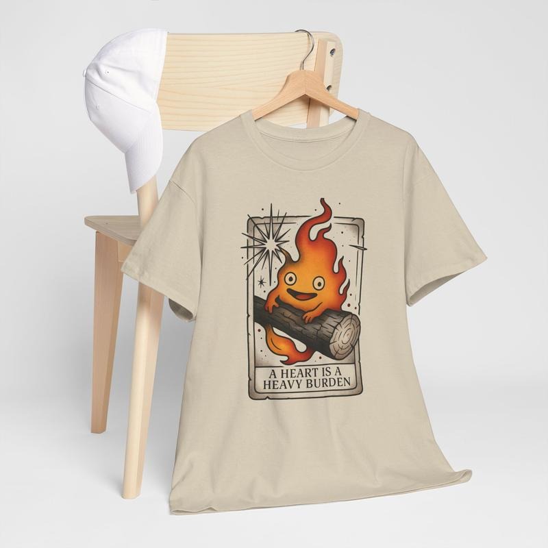 Heart'S Heavy Burden Howls Moving Castle Calcifer - Adult & Kids T-Shirts, Sweatshirts & Hoodies apparel design preview 1