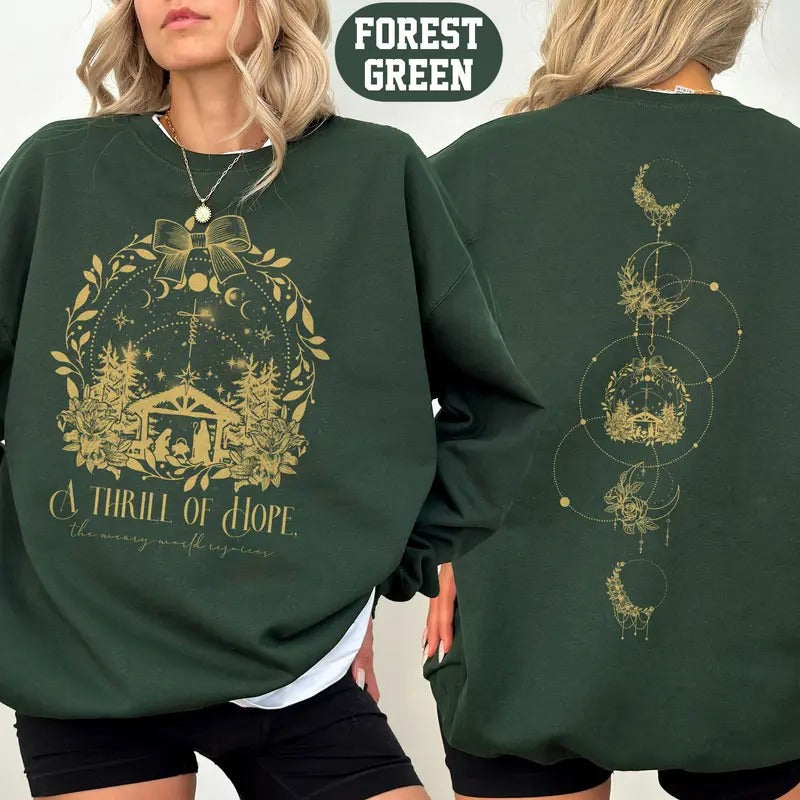 Thrill Hope Weary World Rejoices Christian Nativity - Adult & Kids T-Shirts, Sweatshirts & Hoodies apparel design preview 1