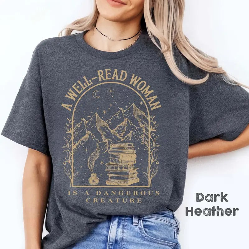 Well Read Woman Bookish Book Lovers Dangerous - Adult & Kids T-Shirts, Sweatshirts & Hoodies apparel design preview 1