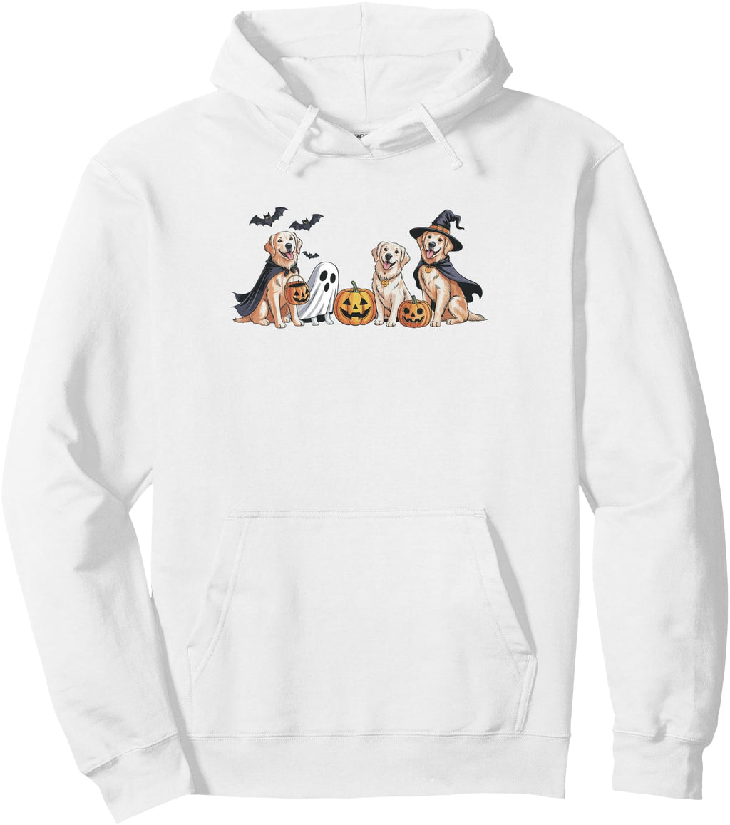 Golden Retriever Dogs Ghost Boo Witch Hoodie - Streetwear Style Unisex - T-Shirt, Sweatshirt, Hoodie