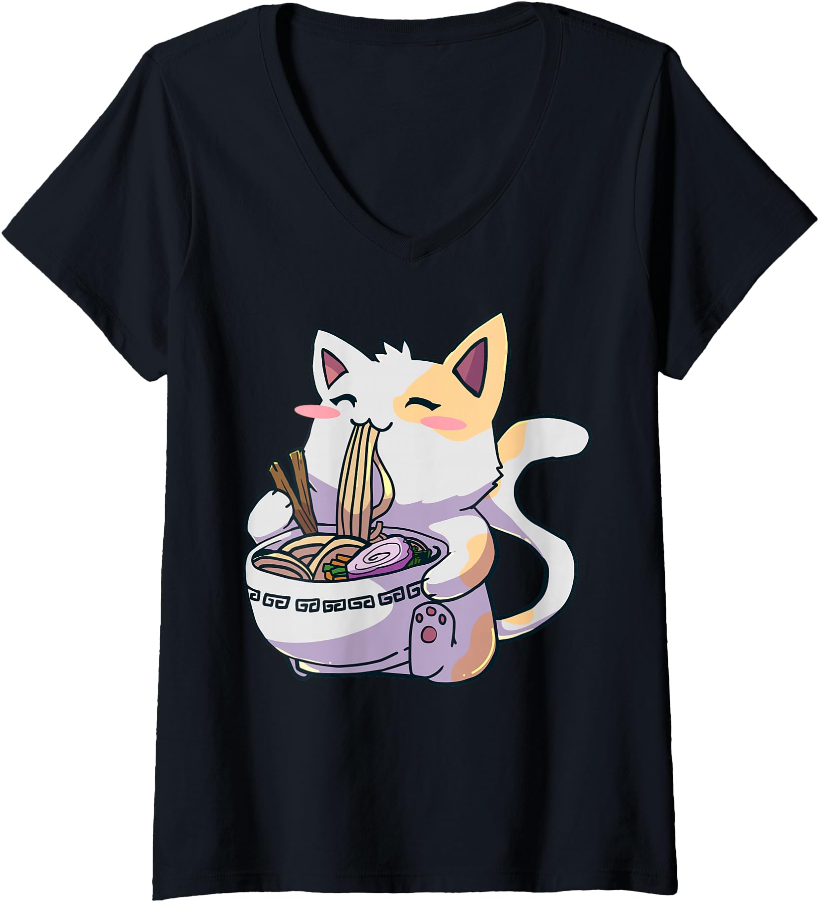 Womens Ramen Cat Kawaii Neko Anime Hoodie - Fun Novelty Design for Adults - T-Shirt, Sweatshirt, Hoodie