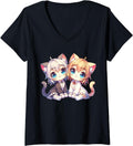 Handcrafted Womens Kawaii Cat Anime Chibi Hoodie - Graphic Print Men Women - T-Shirt, Sweatshirt, Hoodie