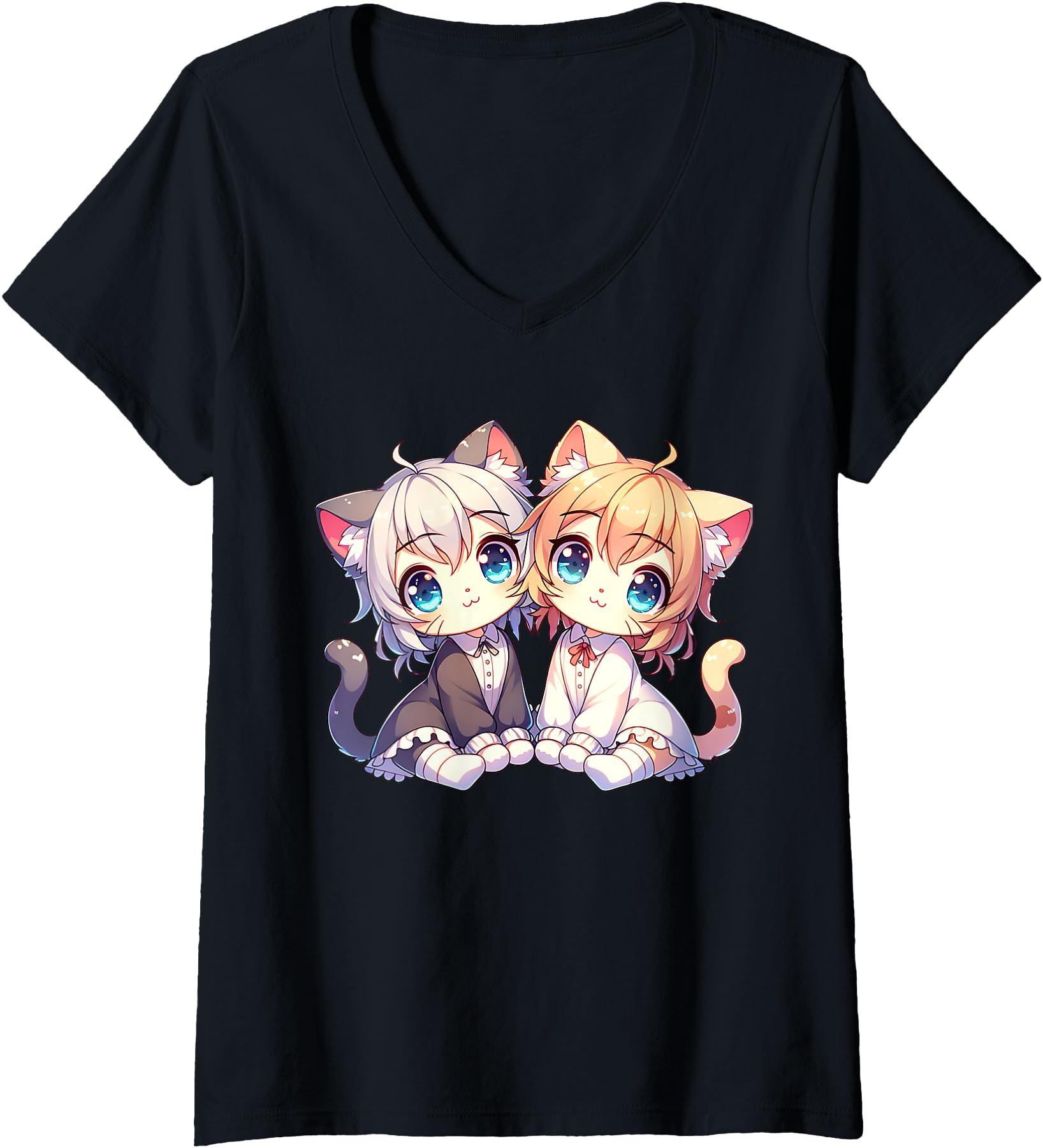 Handcrafted Womens Kawaii Cat Anime Chibi Hoodie - Graphic Print Men Women - T-Shirt, Sweatshirt, Hoodie
