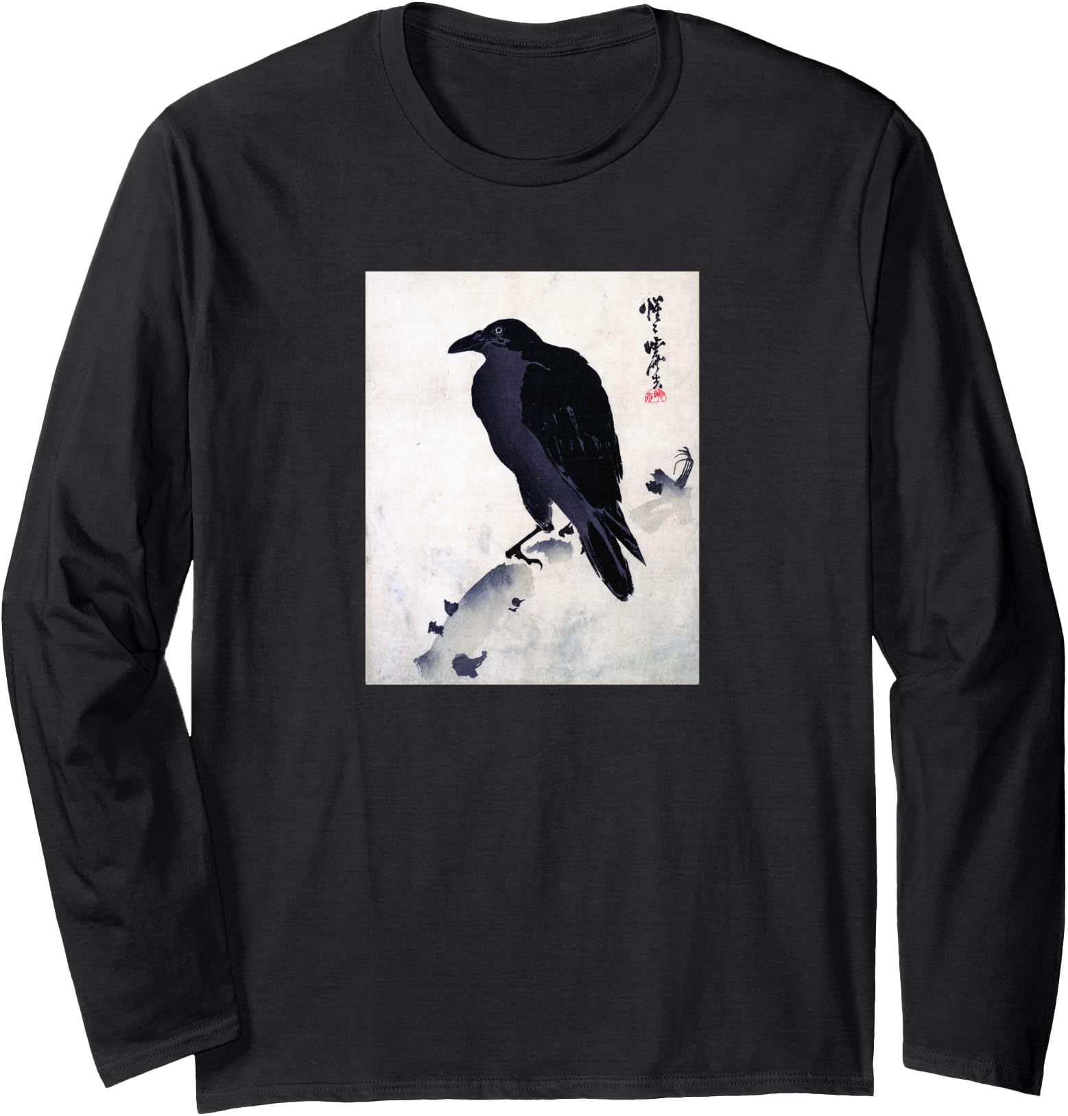 Japanese Crow Ink Art Traditional Hoodie - Unique Graphic Men Women - T-Shirt, Sweatshirt, Hoodie