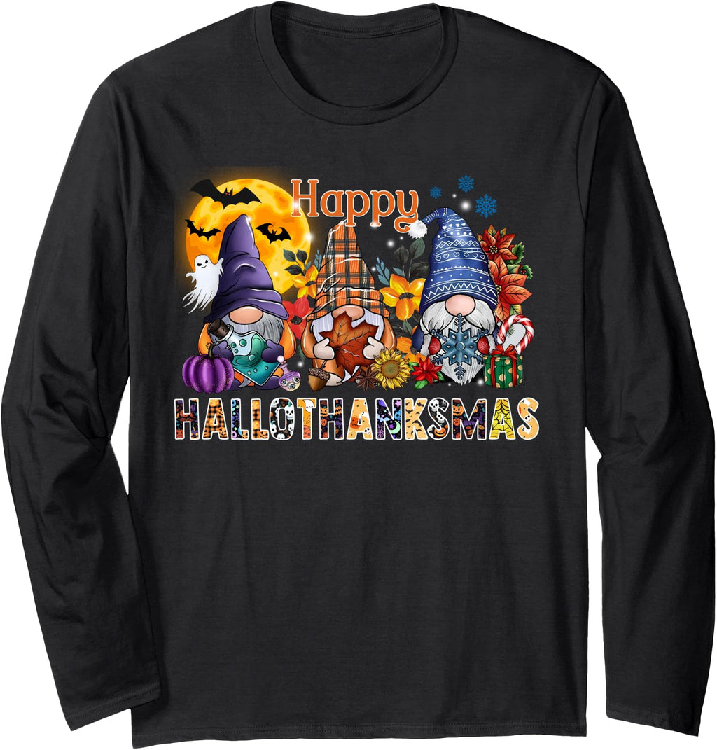 Happy Hallothanksmas Gnomes T-Shirt - Streetwear Style for Adults - T-Shirt, Sweatshirt, Hoodie