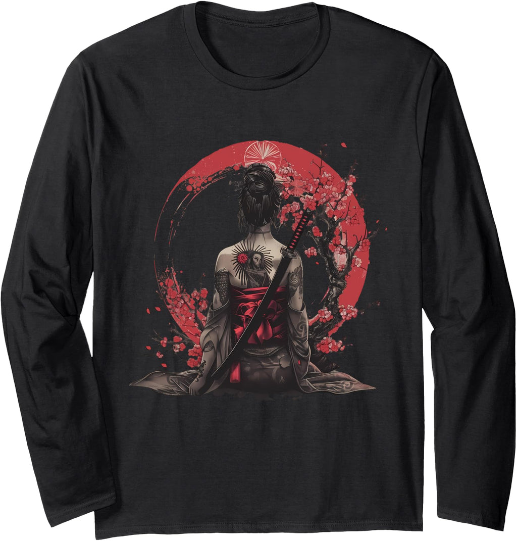 Japanese Samurai Sakura Cherry Blossom Hoodie - Novelty Apparel Unisex - T-Shirt, Sweatshirt, Hoodie