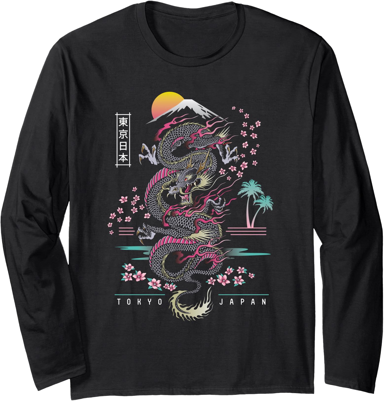 Japanese Tokyo Dragon Asian Inspired 80 S Hoodie - Graphic Print for Adults - T-Shirt, Sweatshirt, Hoodie