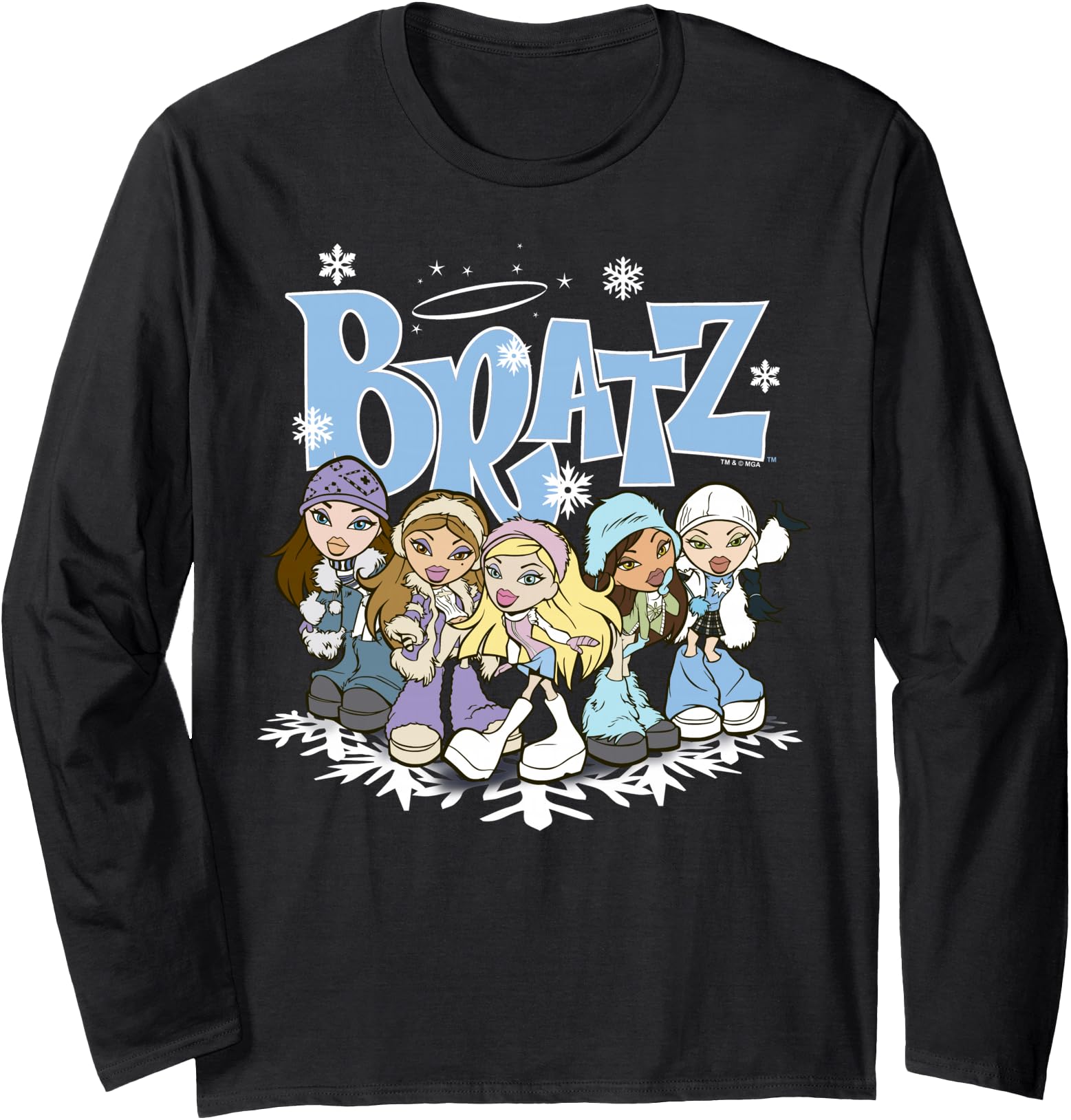Authentic Bratz Winter Wonderland Group T-Shirt - Graphic Print for Adults - T-Shirt, Sweatshirt, Hoodie