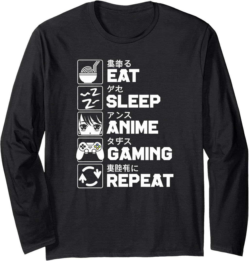 Eat Sleep Anime Gaming Repeat Otaku Sweatshirt - Unique Graphic Men Women - T-Shirt, Sweatshirt, Hoodie