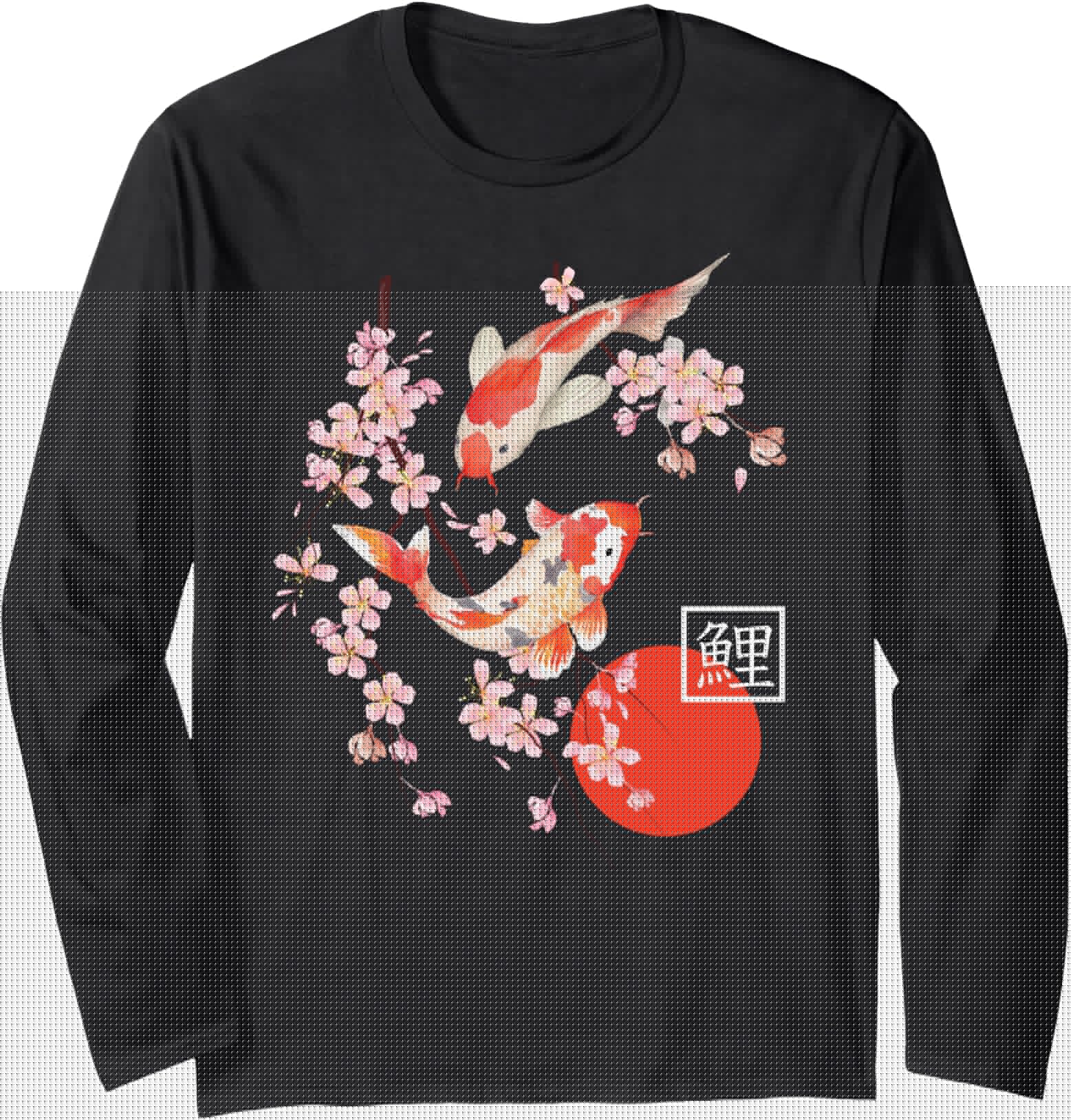 Authentic Cherry Blossom Koi Carp Fish Hoodie - Unique Graphic for Adults - T-Shirt, Sweatshirt, Hoodie