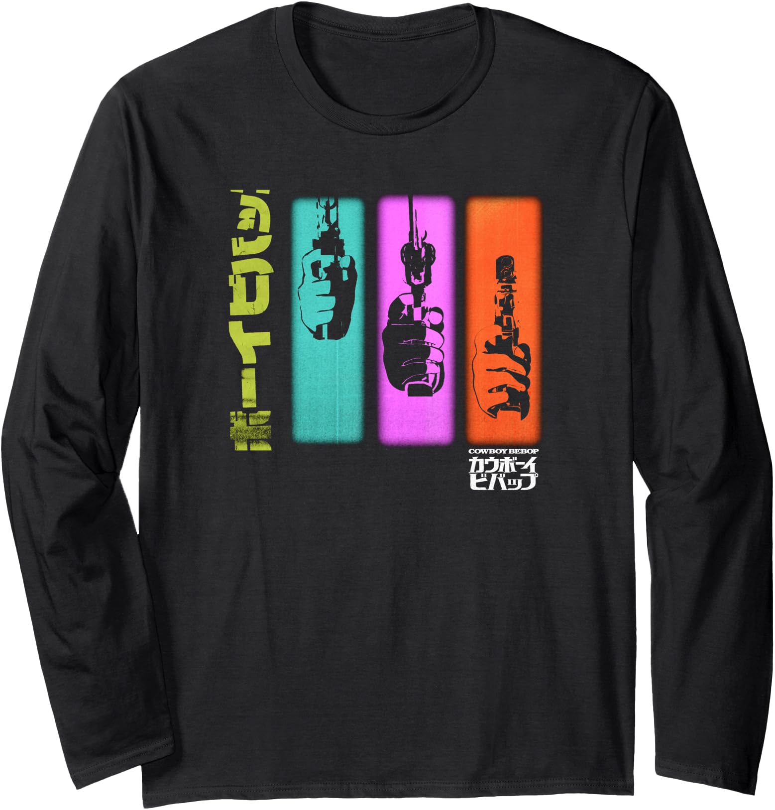 Cowboy Bebop Hand Gun Colorful Panels T-Shirt - Custom Art Print Men Women - T-Shirt, Sweatshirt, Hoodie