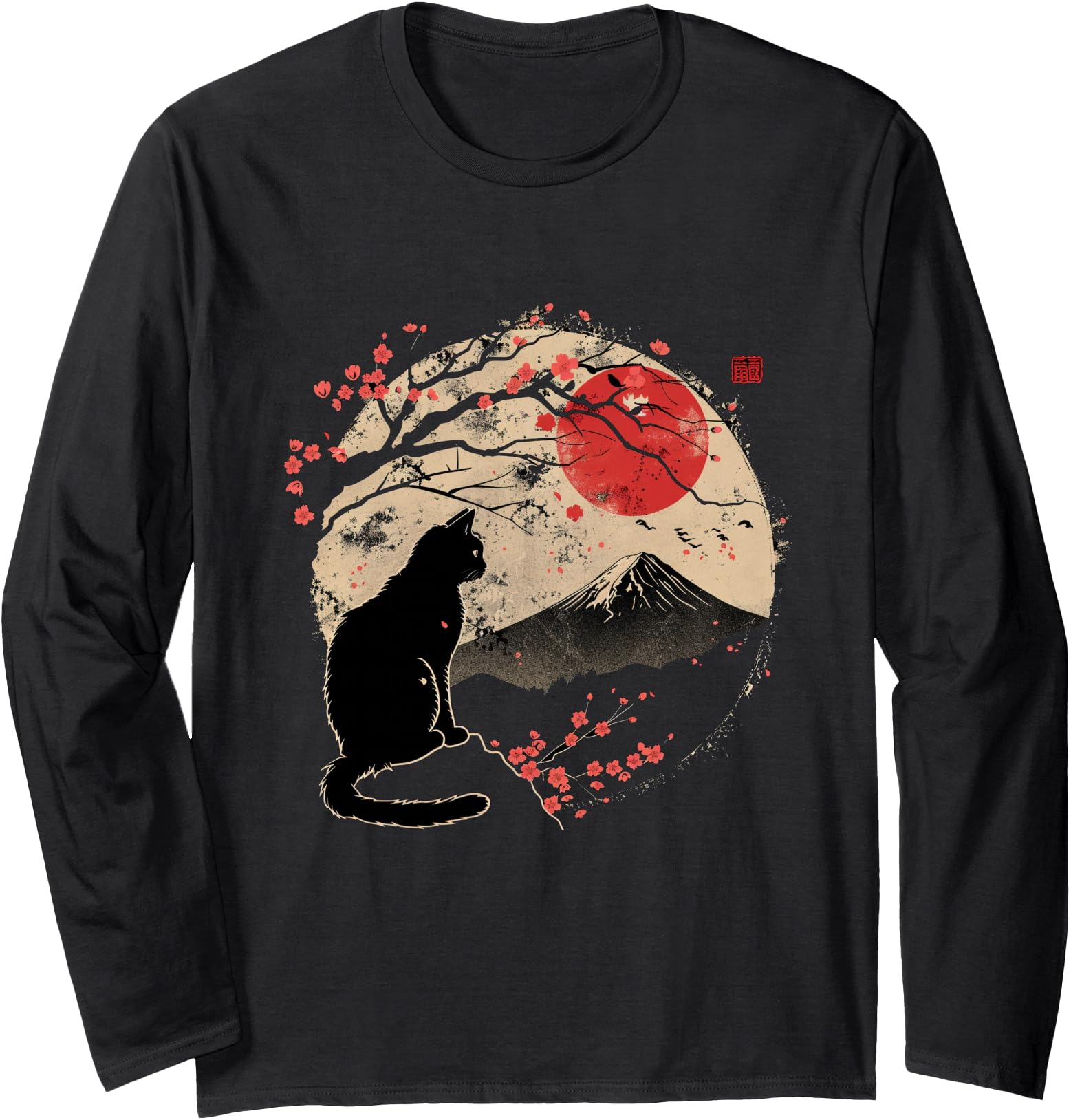 Original Black Cat Japan Art Sweatshirt - Casual Everyday Wear Unisex - T-Shirt, Sweatshirt, Hoodie