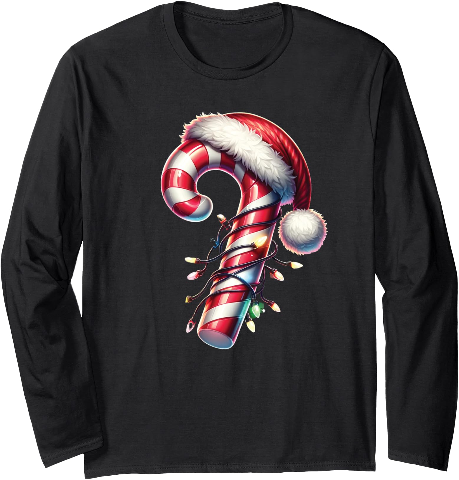 Original Candy Cane Crew Lights Sweatshirt - Novelty Apparel for Adults - T-Shirt, Sweatshirt, Hoodie