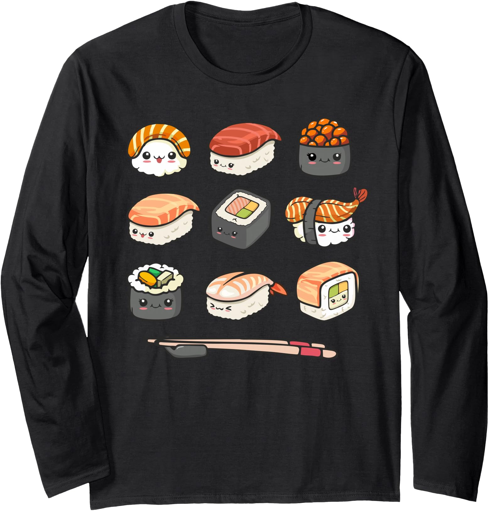 Original Happy Sushi Anime Kawaii T-Shirt - Minimalist Print for Adults - T-Shirt, Sweatshirt, Hoodie