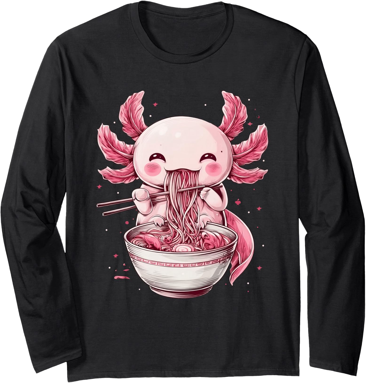 Handcrafted Kawaii Axolotl Eating Sweatshirt - Graphic Print for Adults - T-Shirt, Sweatshirt, Hoodie