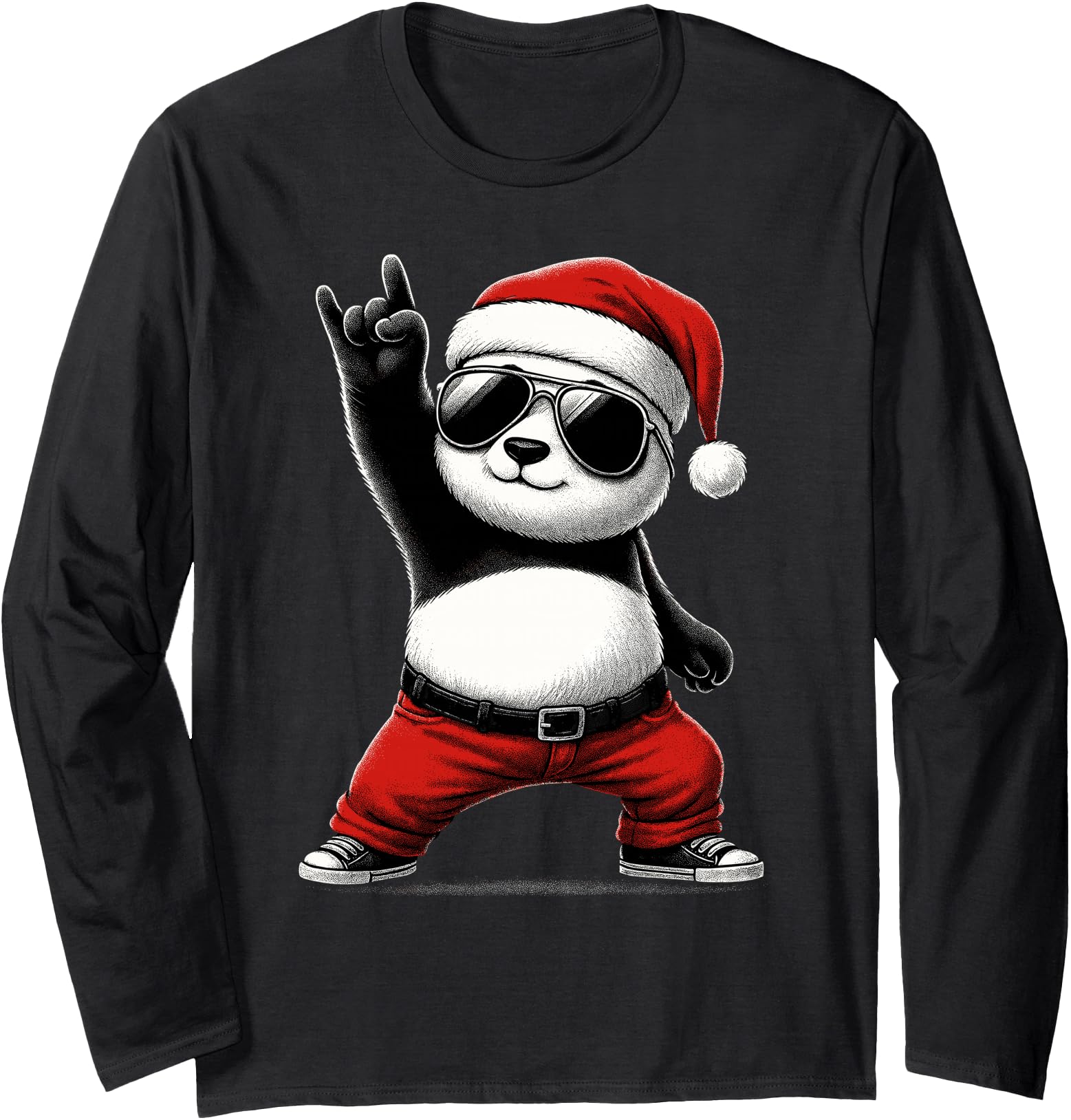 Handcrafted Panda Santa Rock Sweatshirt - Aesthetic Graphic for Adults - T-Shirt, Sweatshirt, Hoodie