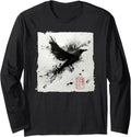 Japanese Art Ink Raven Crow Artist Hoodie - Minimalist Print Unisex - T-Shirt, Sweatshirt, Hoodie