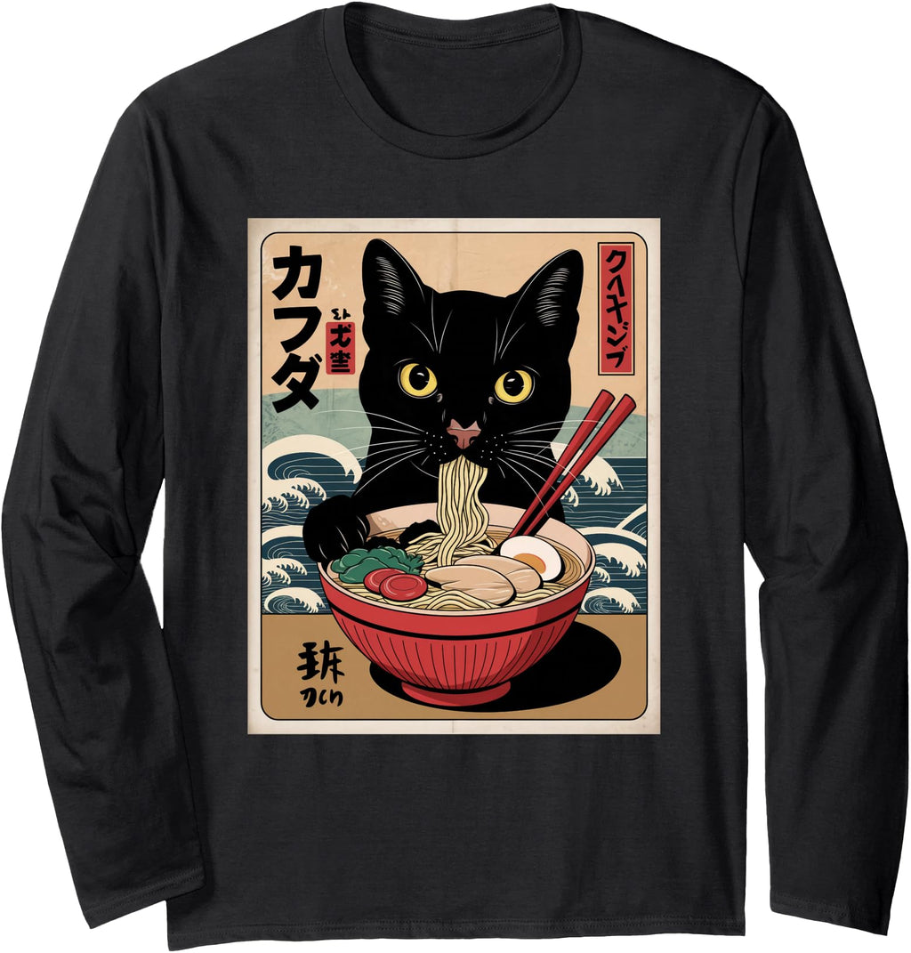 Exclusive Cat Ramen Art Japanese Anime Hoodie - Graphic Print Men Women - T-Shirt, Sweatshirt, Hoodie