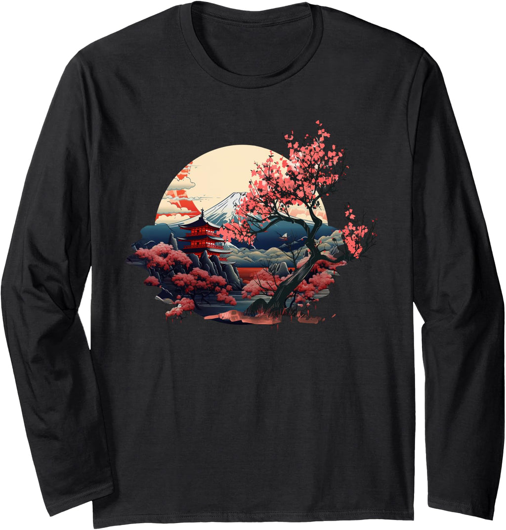 Japanese Sakura Garden Geisha Mount T-Shirt - Aesthetic Graphic Unisex - T-Shirt, Sweatshirt, Hoodie