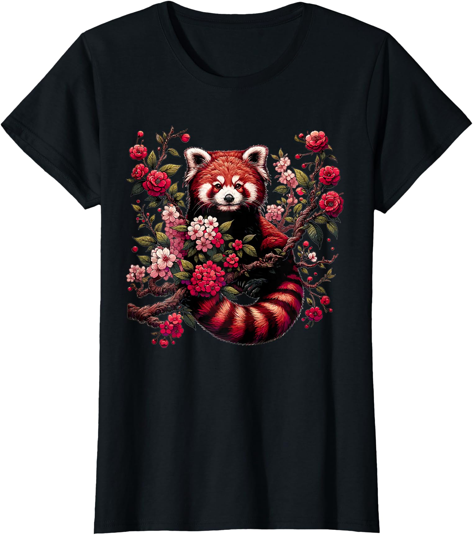 Handcrafted Red Panda Japanese Cherry Sweatshirt - Unique Graphic Unisex - T-Shirt, Sweatshirt, Hoodie