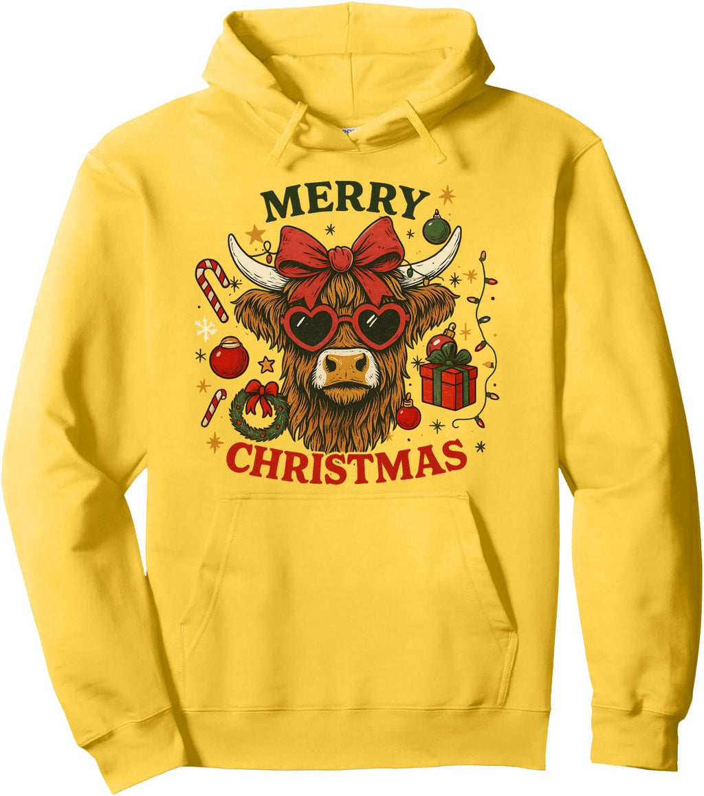 Scottish Highland Cow Santa Farmer Sweatshirt - Custom Art Print Men Women - T-Shirt, Sweatshirt, Hoodie