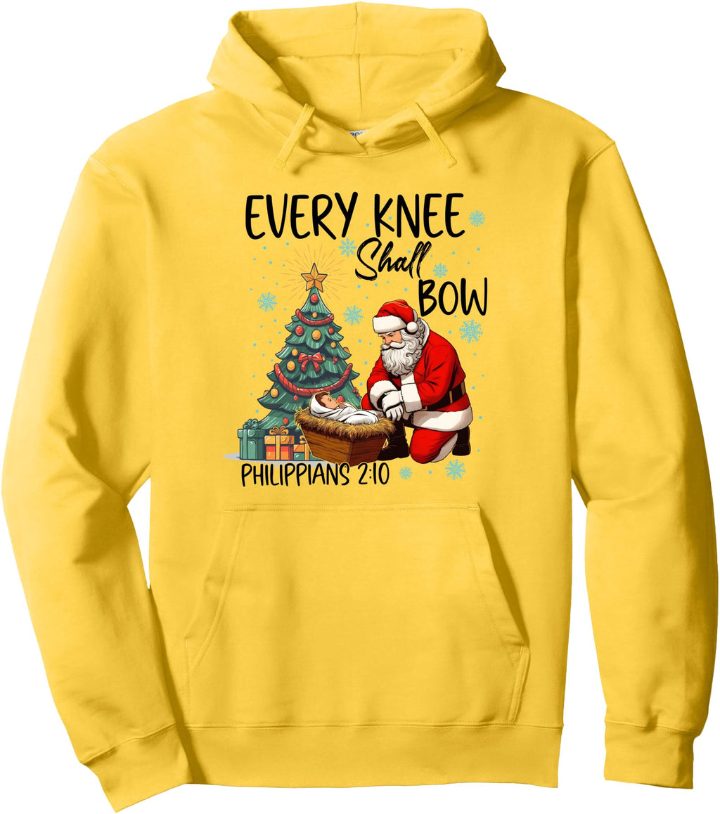 Every Knee Shall Bow Kneeling Santa Hoodie - Trendy Graphic Men Women - T-Shirt, Sweatshirt, Hoodie