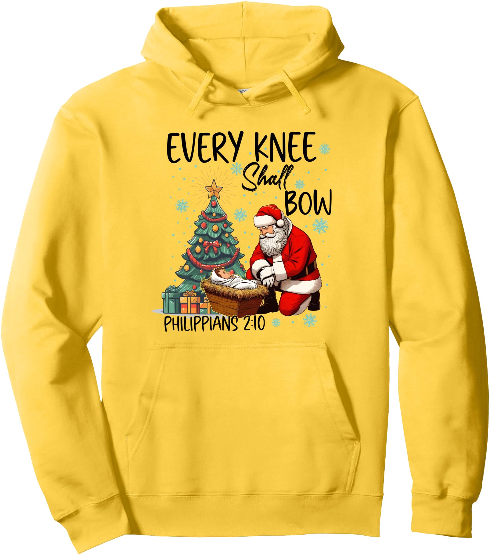 Every Knee Shall Bow Kneeling Santa Hoodie - Trendy Graphic Men Women - T-Shirt, Sweatshirt, Hoodie