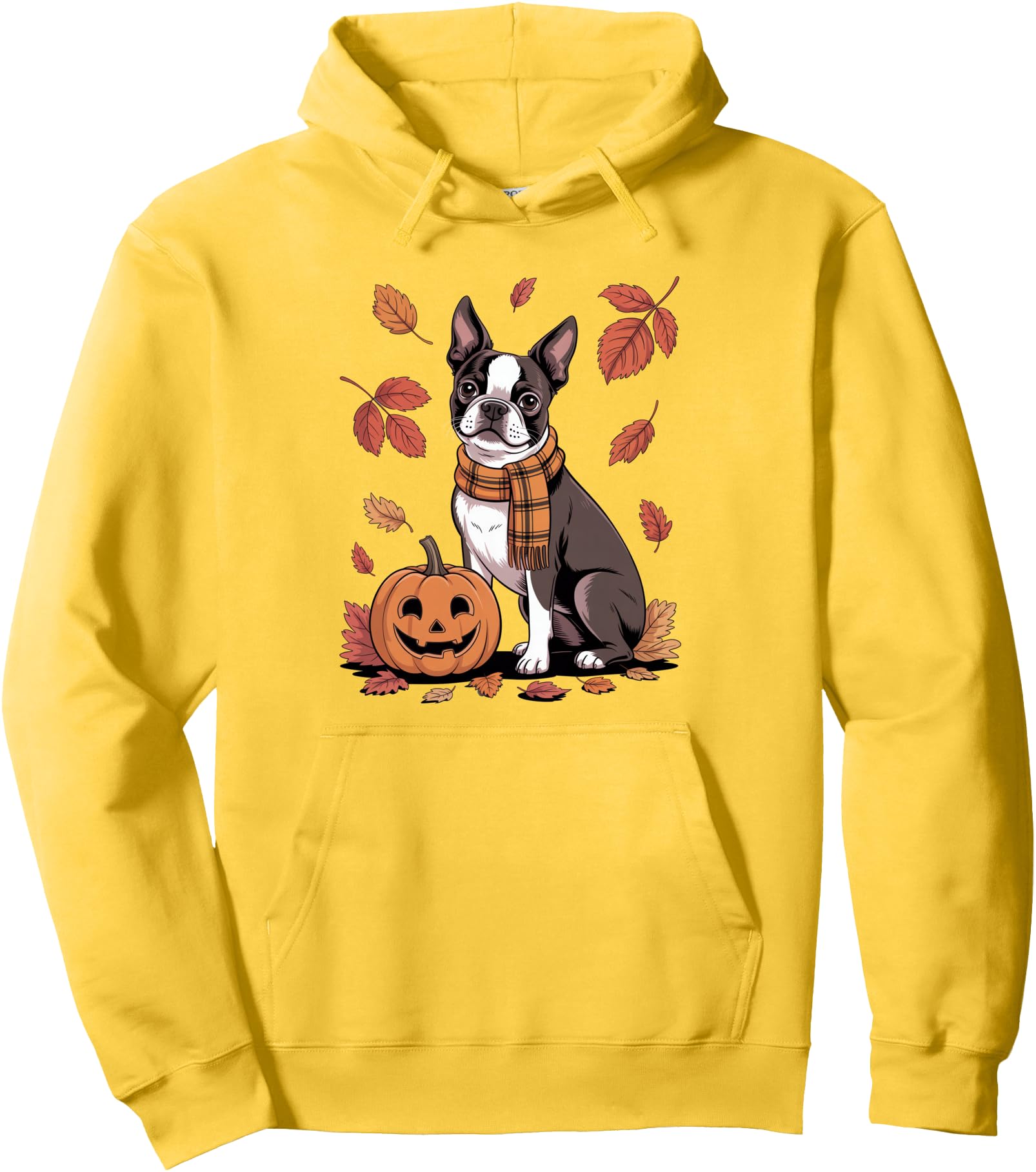 Boston Terrier Dog Pumpkin Fall Autumn Hoodie - Novelty Apparel for Adults - T-Shirt, Sweatshirt, Hoodie