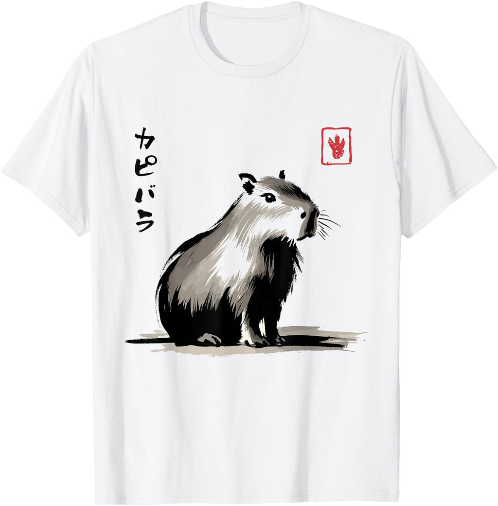 Handcrafted Kawaii Capybara Anime T-Shirt - Graphic Print for Adults - T-Shirt, Sweatshirt, Hoodie