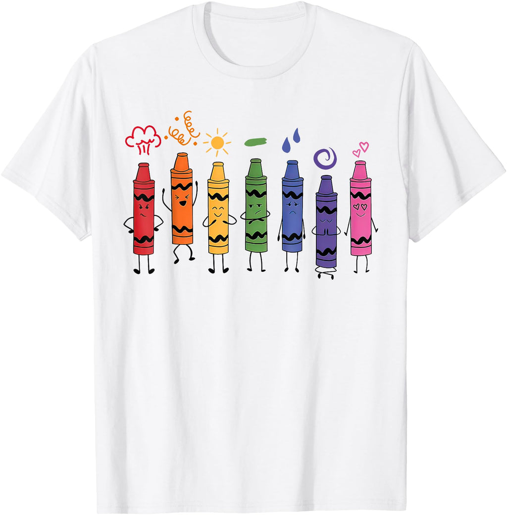 Handcrafted Mood Color Crayons Teacher T-Shirt - Streetwear Style Unisex - T-Shirt, Sweatshirt, Hoodie